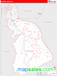 Campbell County, KY Zip Code Wall Map