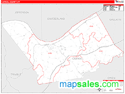 Carroll County, KY Zip Code Wall Map