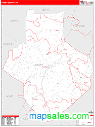 Casey County, KY Zip Code Wall Map
