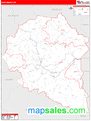 Clay County, KY Zip Code Wall Map