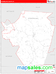 Cumberland County, KY Zip Code Wall Map