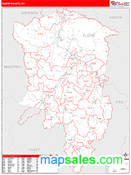 Floyd County, KY Zip Code Wall Map