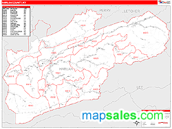 Harlan County, KY Zip Code Wall Map