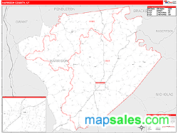 Harrison County, KY Zip Code Wall Map