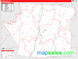 Hart County, KY Zip Code Wall Map