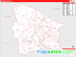 Johnson County, KY Zip Code Wall Map