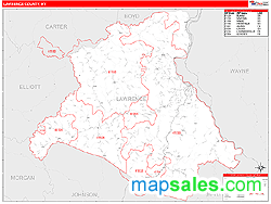 Lawrence County, KY Zip Code Wall Map