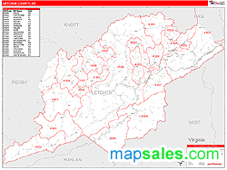 Letcher County, KY Zip Code Wall Map