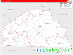 Monroe County, KY Zip Code Wall Map