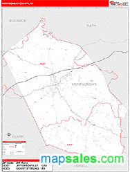 Montgomery County, KY Zip Code Wall Map