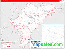 Nelson County, KY Zip Code Wall Map