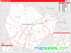 Warren County, KY Zip Code Wall Map