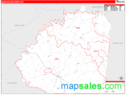 Washington County, KY Zip Code Wall Map