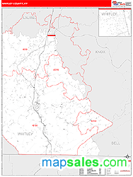 Whitley County, KY Zip Code Wall Map