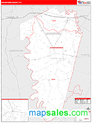 Woodford County, KY Zip Code Wall Map
