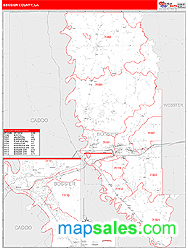 Bossier County, LA Zip Code Wall Map