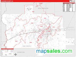 Calcasieu County, LA Zip Code Wall Map