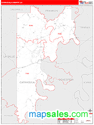 Catahoula County, LA Zip Code Wall Map