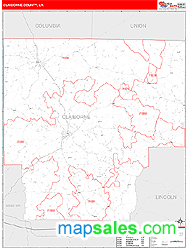 Claiborne County, LA Zip Code Wall Map