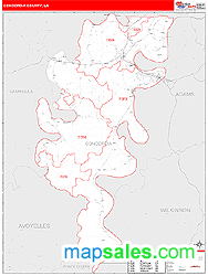 Concordia County, LA Zip Code Wall Map