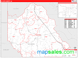 DeSoto County, LA Zip Code Wall Map