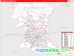 E. Baton Rouge County, LA Wall Map