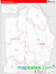 Evangeline County, LA Zip Code Wall Map