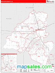 Lafayette County, LA Wall Map