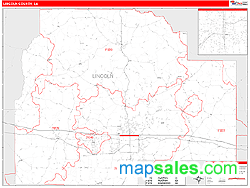 Lincoln County, LA Zip Code Wall Map