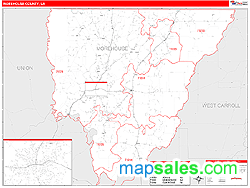 Morehouse County, LA Zip Code Wall Map