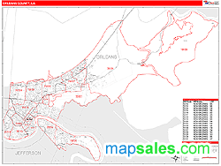 Orleans County, LA Zip Code Wall Map