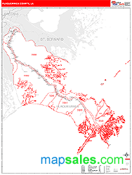 Plaquemines County, LA Wall Map