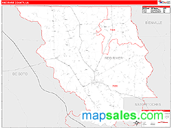 Red River County, LA Zip Code Wall Map