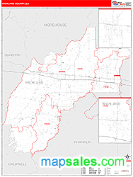 Richland County, LA Zip Code Wall Map