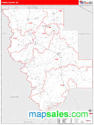 Sabine County, LA Zip Code Wall Map