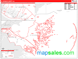 St. Bernard County, LA Zip Code Wall Map