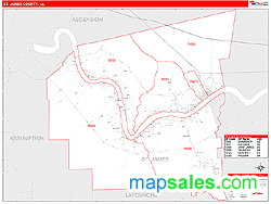 St. James County, LA Zip Code Wall Map