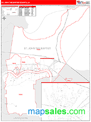St. John the Baptist County, LA Zip Code Wall Map