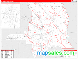 St. Landry County, LA Zip Code Wall Map