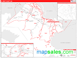 St. Mary County, LA Zip Code Wall Map