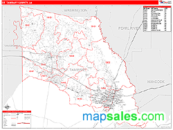 St. Tammany County, LA Zip Code Wall Map