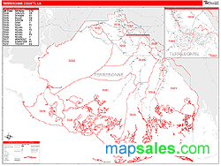 Terrebonne County, LA Zip Code Wall Map