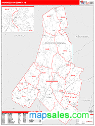 Androscoggin County, ME Zip Code Wall Map