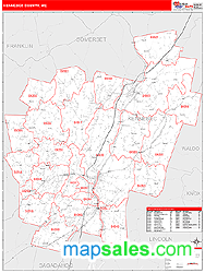 Kennebec County, ME Zip Code Wall Map