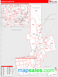 Penobscot County, ME Zip Code Wall Map