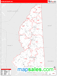 Caroline County, MD Zip Code Wall Map