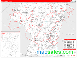 Carroll County, MD Zip Code Wall Map