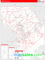 Harford County, MD Zip Code Wall Map