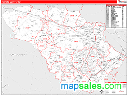 Howard County, MD Zip Code Wall Map