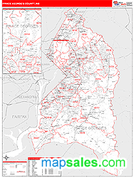 Prince George's County, MD Zip Code Wall Map